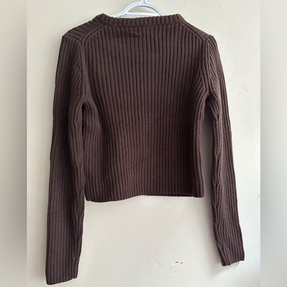 Sunday Best Ribbed Zip-Front Sweater Jacket - Dark Brown - Picture 2 of 2